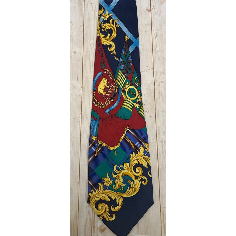 V2 Gianni Versace Neck Tie Medusa Logo Baroque Multi-Color Floral Made in Italy‎